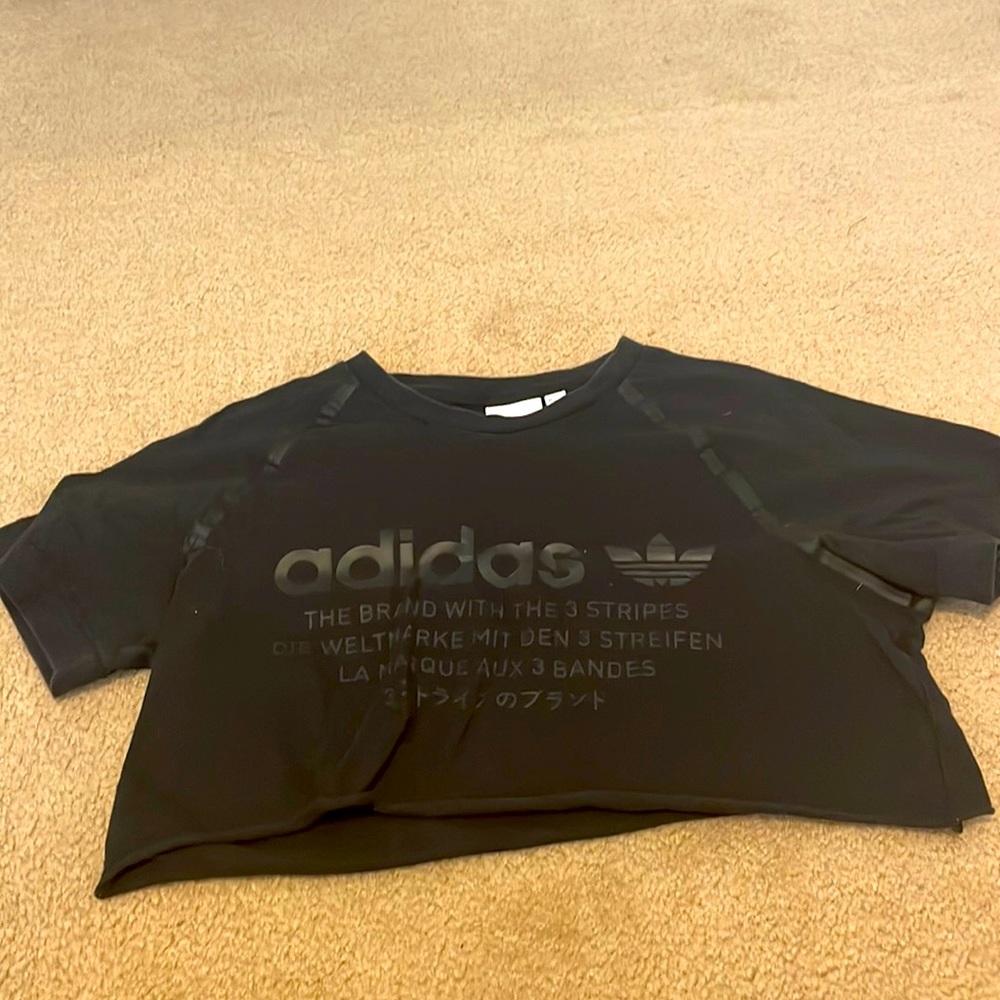 Adidas cropped black tee size small
